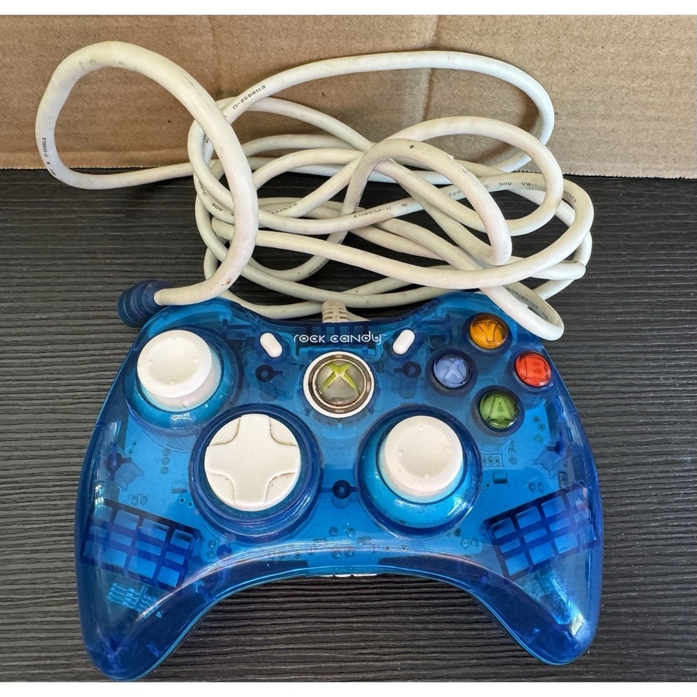 Rock Candy Wired Blue Controller Microsoft Xbox 360 See Thru **not tested